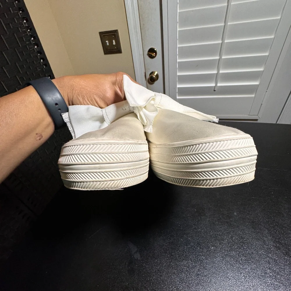 Kate Spade  ked’s satin bow slip on sneakers 9.5